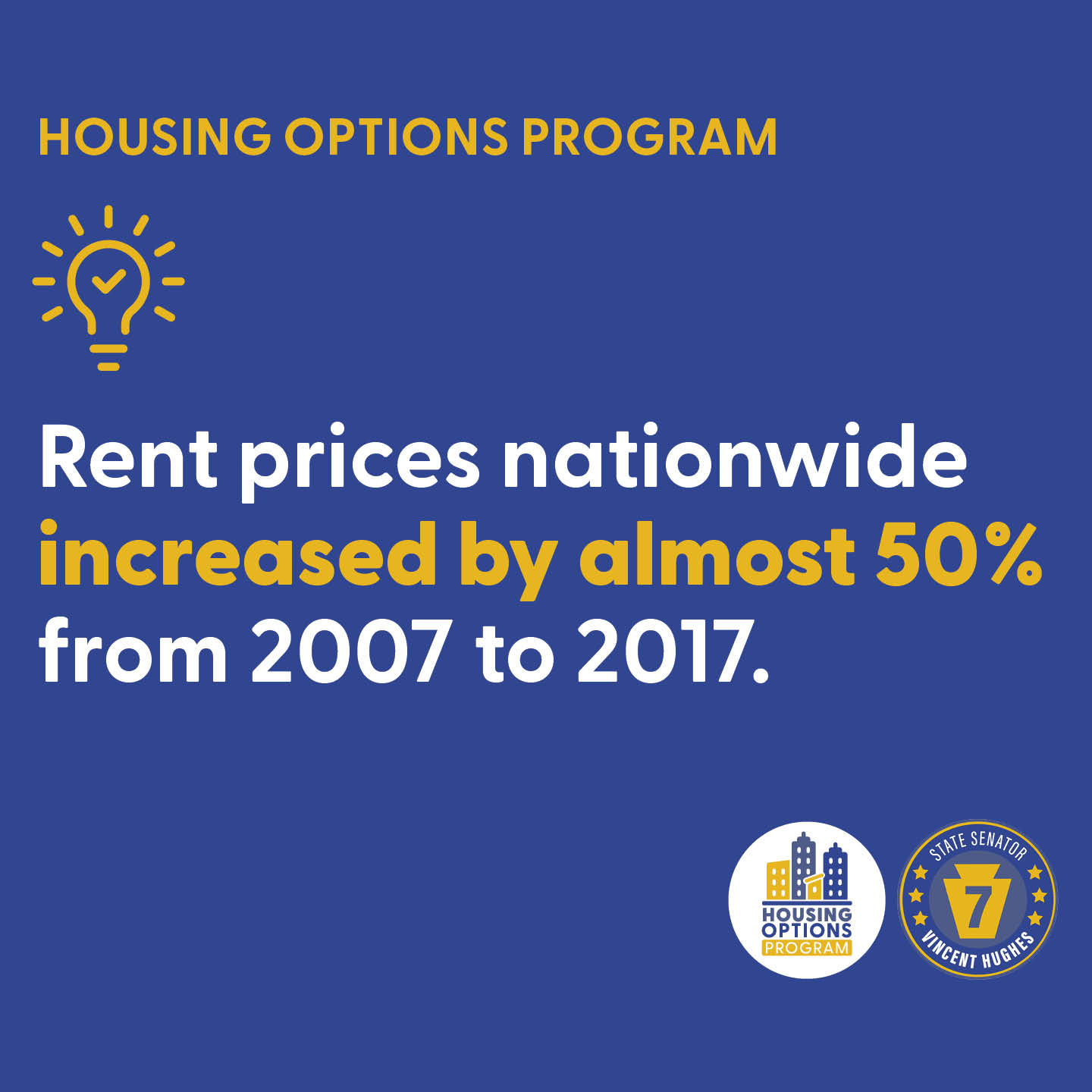 HOUSING OPTIONS PROGRAM - Rent prices nationwide increased by almost 50% from 2007 to 2017.