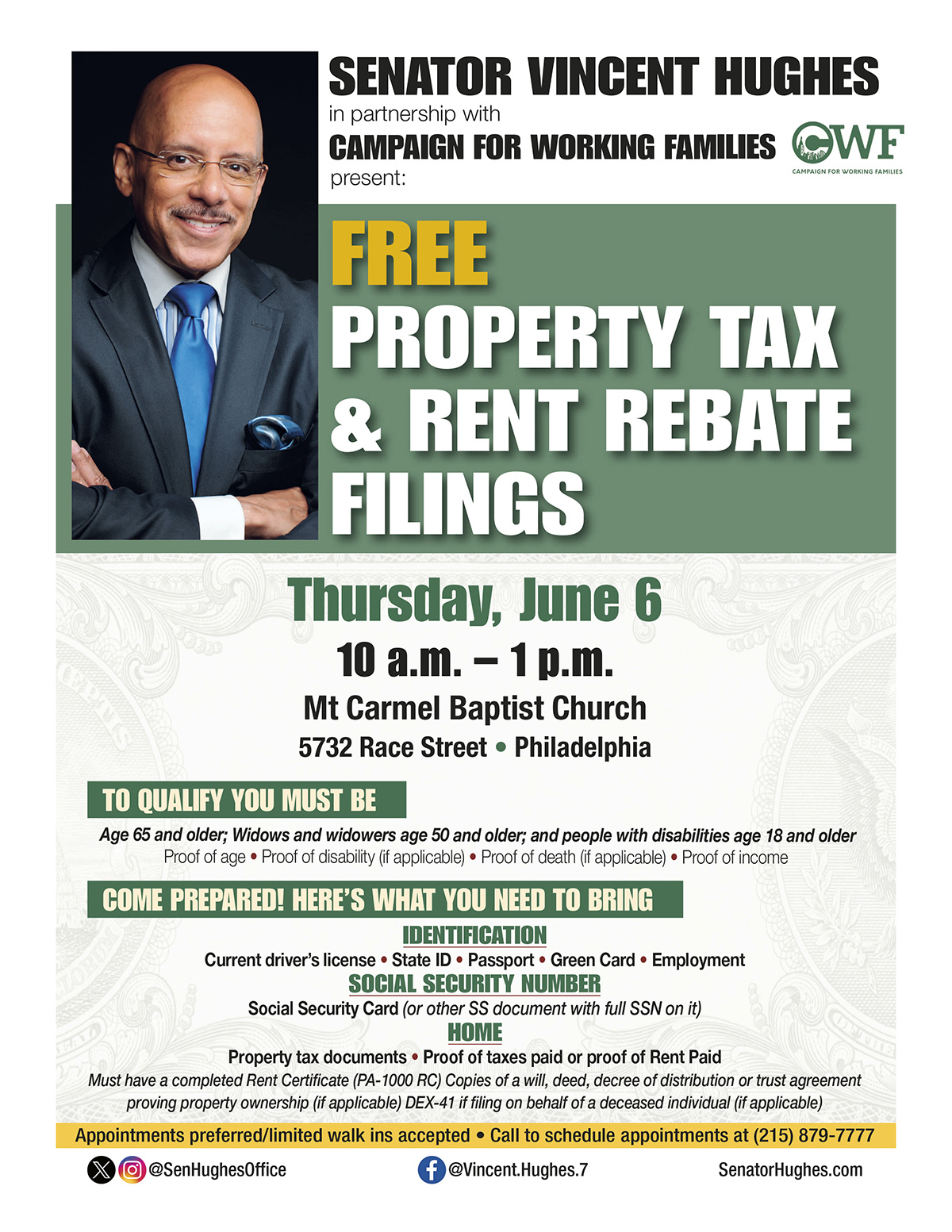FREE Property Tax/ Rent Rebate Filings - Junio 6, 2024