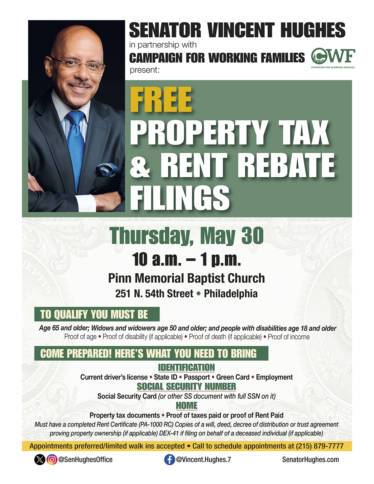 FREE Property Tax/ Rent Rebate Filing Senator Vincent Hughes