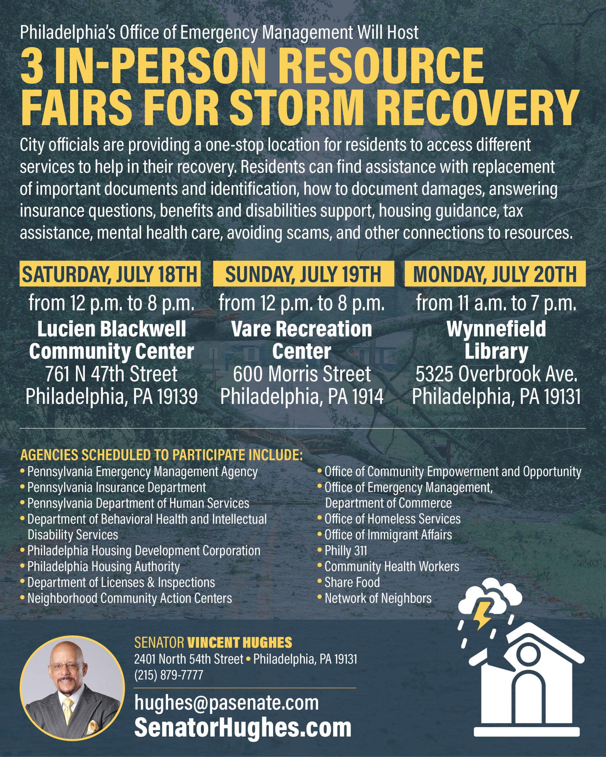Date and location information for Philadelphia Multi Agency Resource Centers